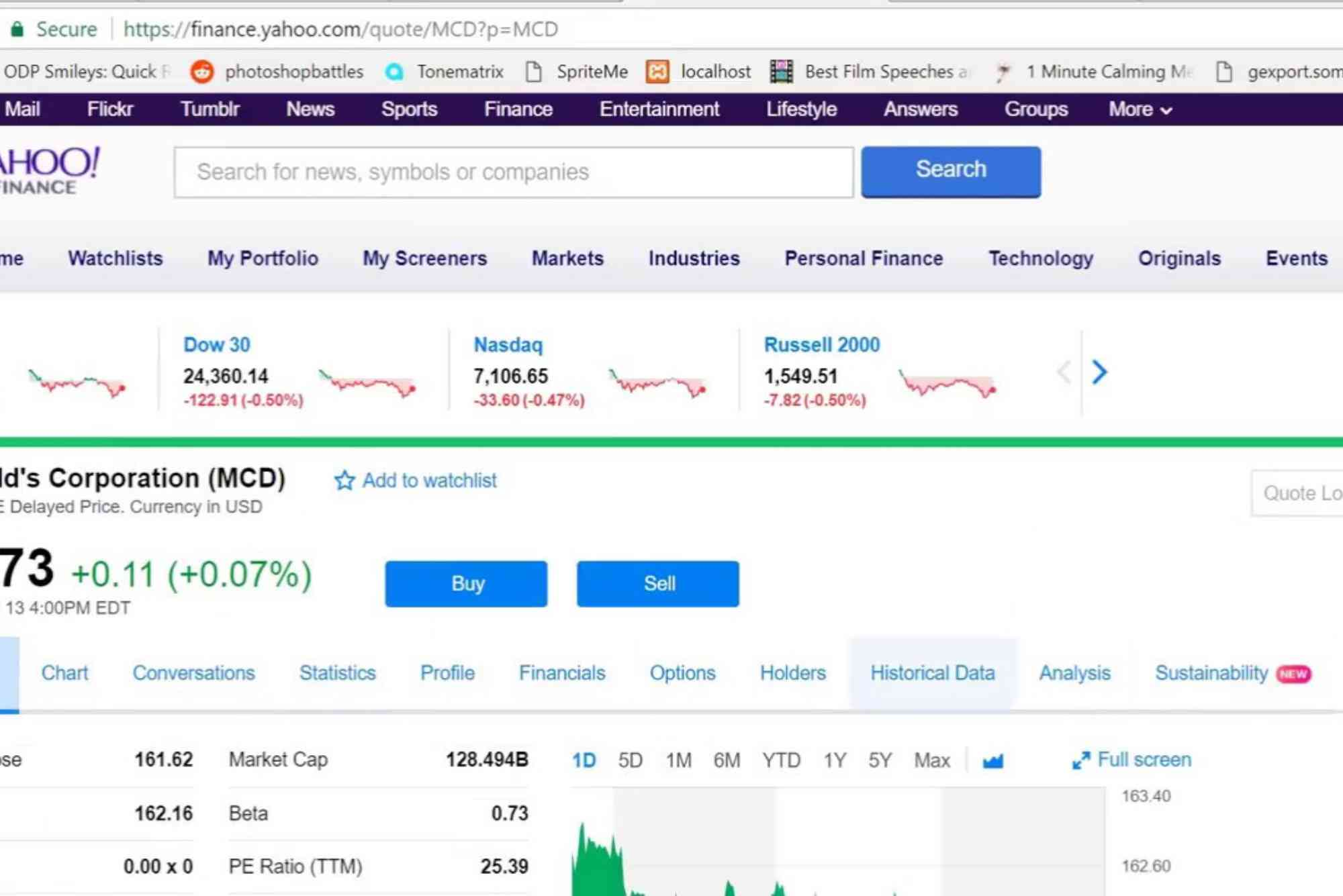 Yahoo Finance USA Site